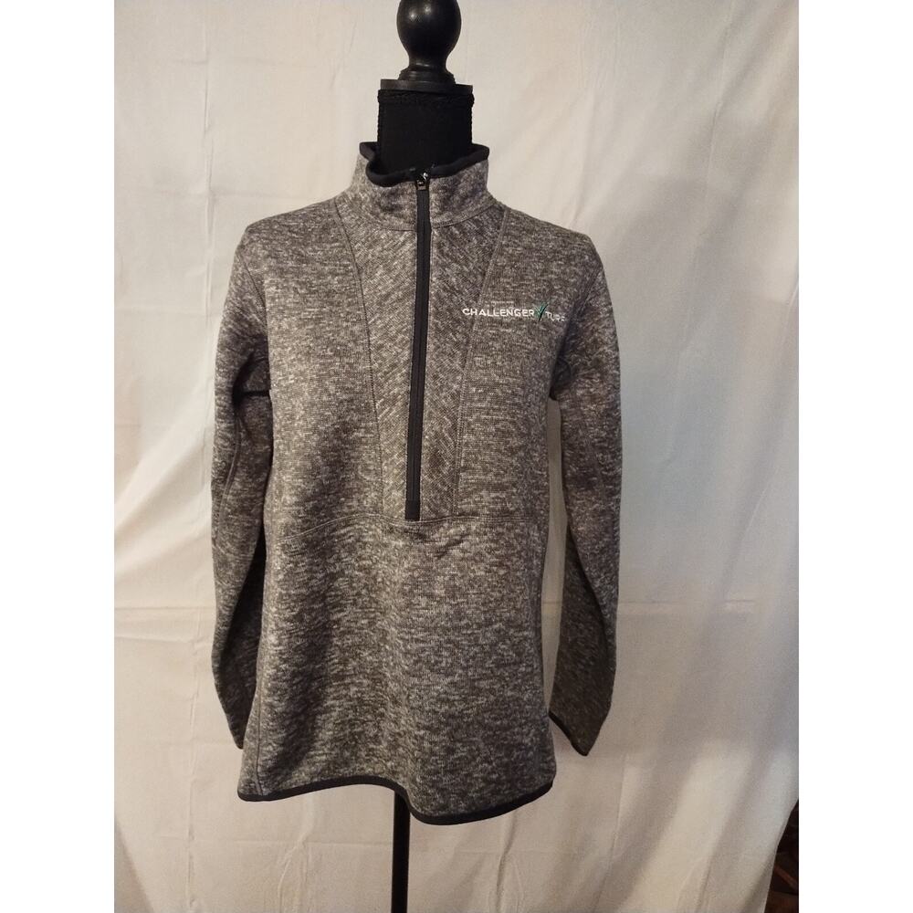 Women's Antigua Gray/Black Half Zip Pullover Jacket Challenger Turf Logo Size L
